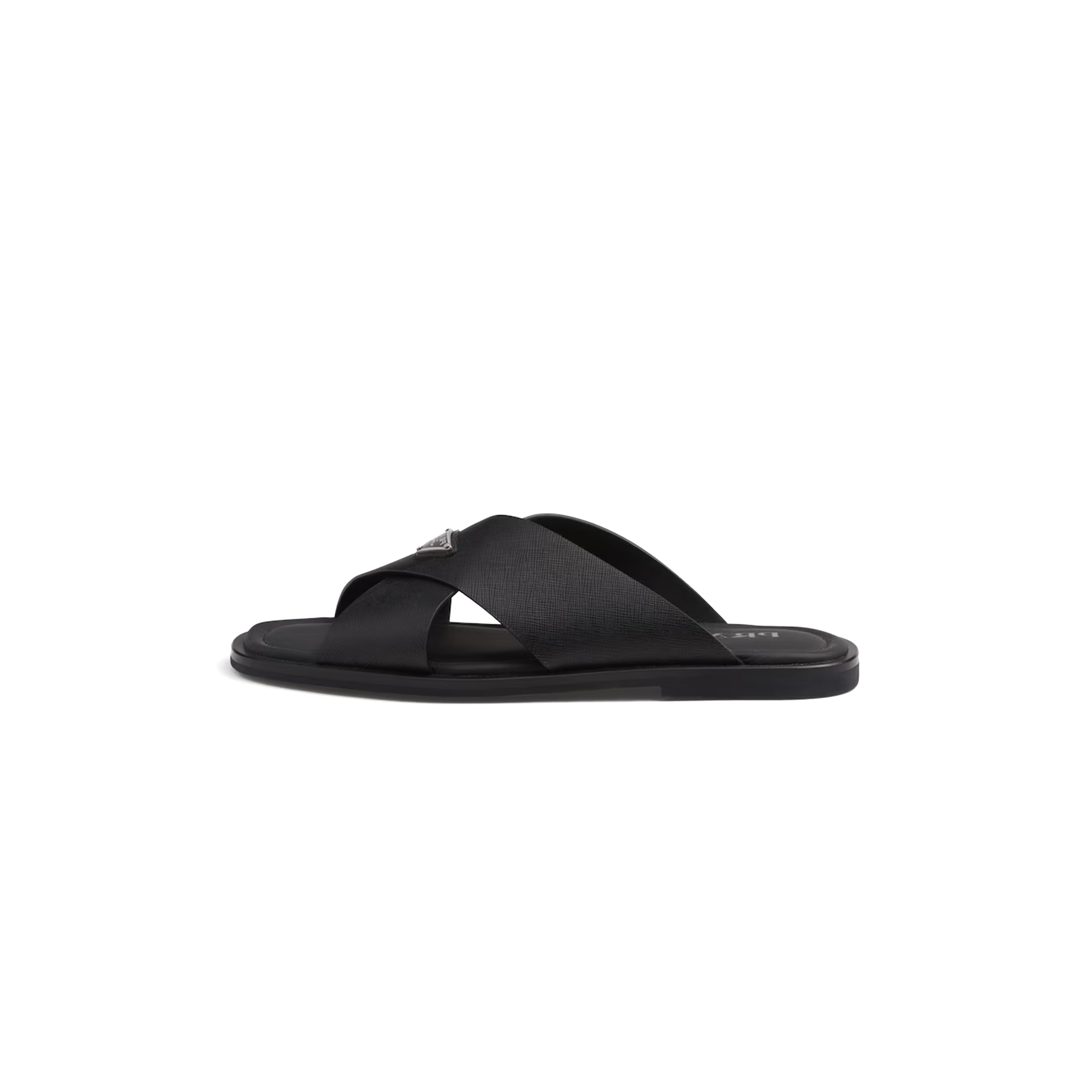 Pra*a saffiano leather crisscross slides 2x3081